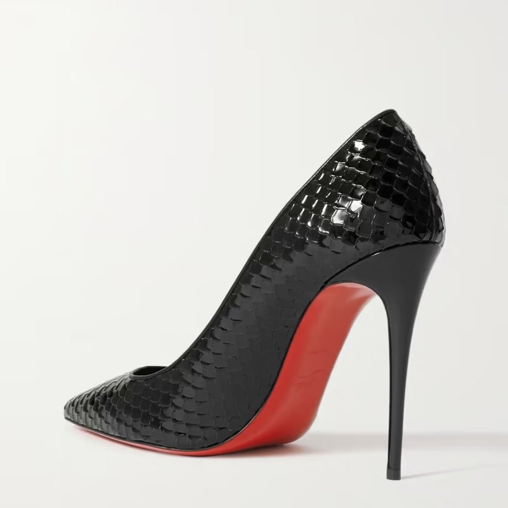 CHRISTIAN LOUBOUTIN Size 36 Kate 100 glossed lizard-effect leather pumps - Picture 7 of 7
